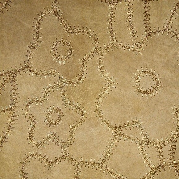 Vtg Suedessence 100% Leather Suede Patchwork Skirt-Size 8-Flowers-Knee Length - Picture 6 of 7